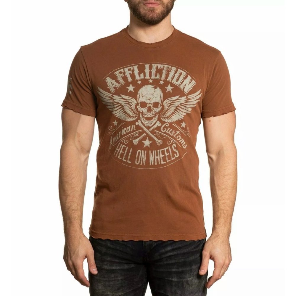 AFFLICTION Men's T-Shirt S/S BURNINNG RUBBER Tee - Picture 10 of 12